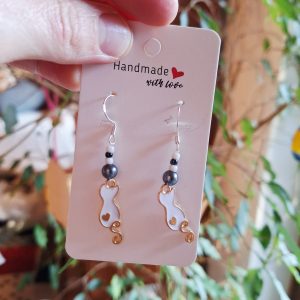 Ohrhänger "Mini Kitty" mit Emaille Charms